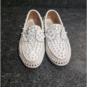 Christian Louboutin Yacht Spike Leather Loafers Size 36/6 White